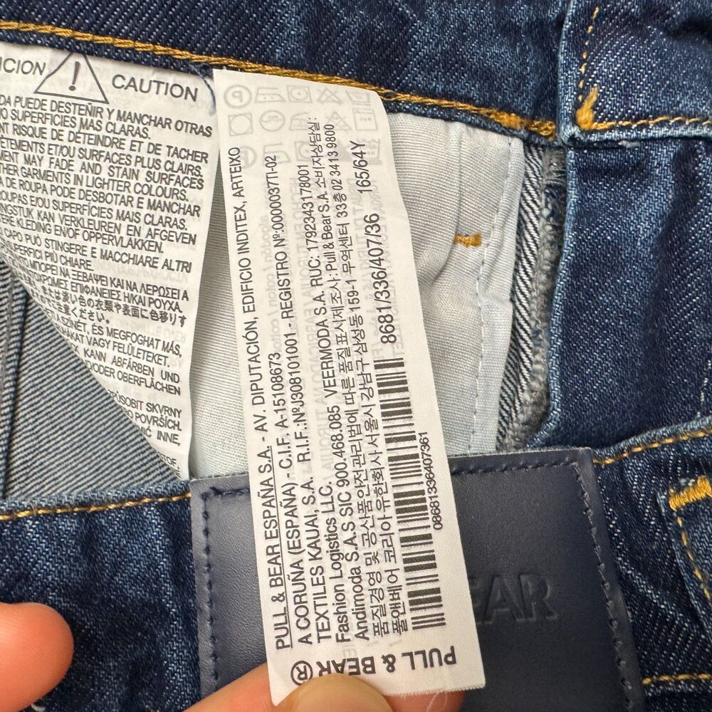 Pull & Bear Straight High Rise Full Length Denim Jeans Womens 4 26 Dark Blue NWT - Picture 11 of 16